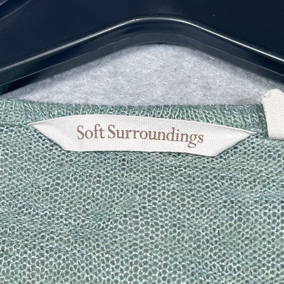 Soft Surroundings Sweater Womens Size Medium Green Sage 1/2 Zip Pullover - Picture 10 of 13